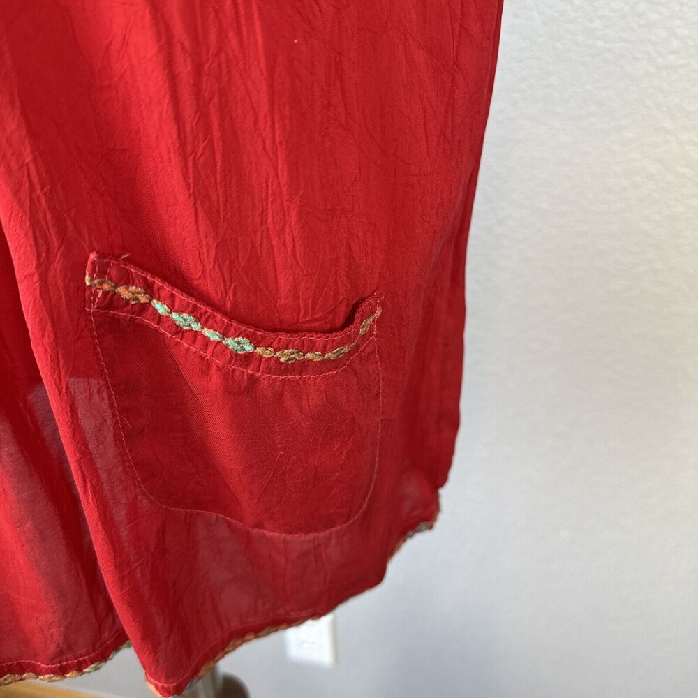 Johnny Was Scoop Neck Long Sleeve Floral Embroidered Tunic Top Shirt Size S Red - Picture 4 of 11